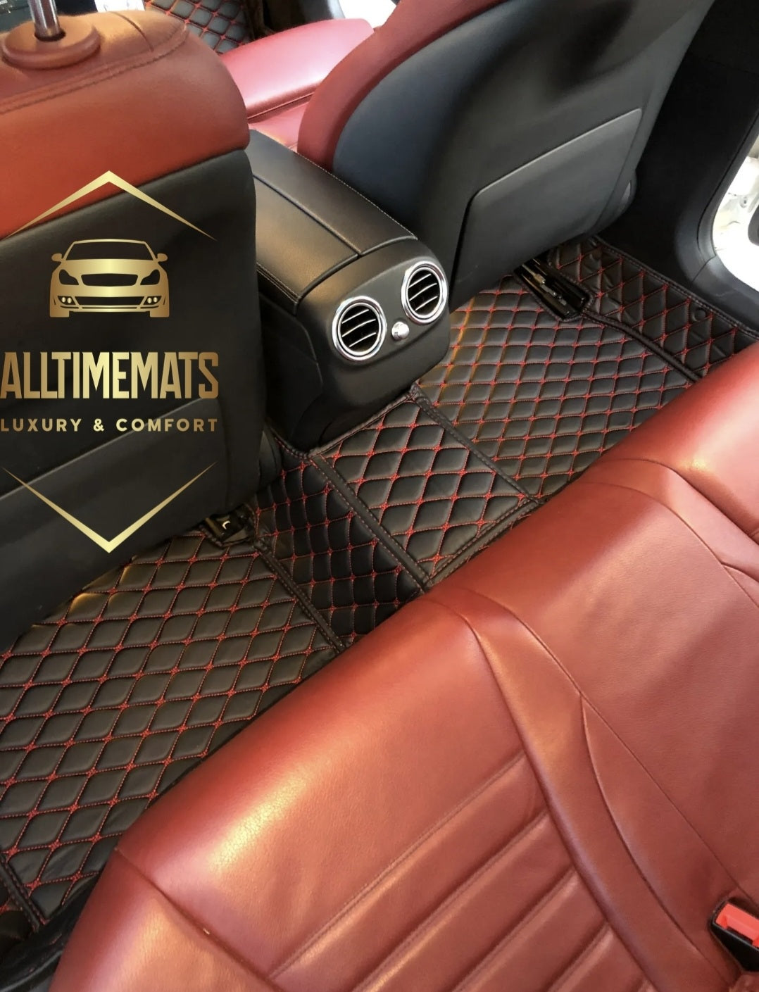 LIODOR Custom All-Weather Protection Leather Car Floor Mats for Cars Sedan  SUV Sports Car Waterproof Floor Mat (Black+Wine red)