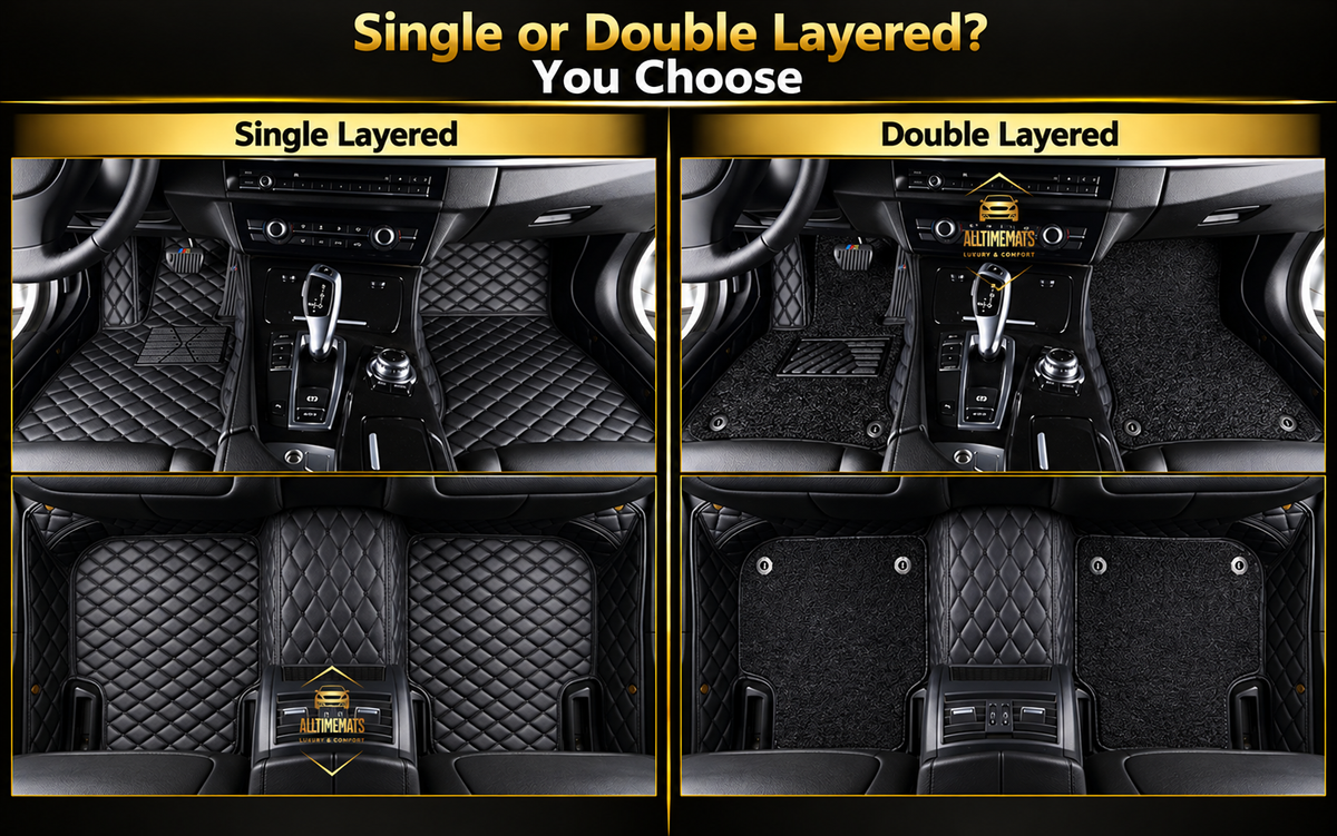 Luxurious Solid Black Floor Mats