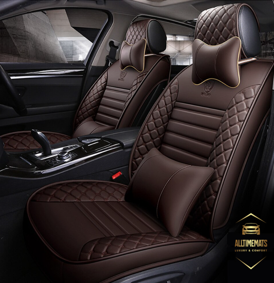 Deluge Coffee leather car seat covers for honda, hyundai, nissan, ford, toyota, chevy, jeep, dodge front row with cushions