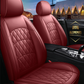Wine Red leather car seat covers for honda, hyundai, nissan, ford, toyota, chevy, jeep, dodge front row without cushions