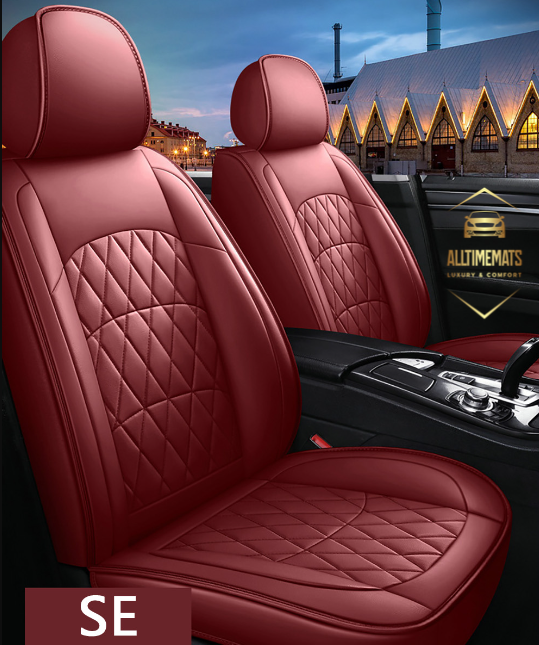 Wine Red leather car seat covers for honda, hyundai, nissan, ford, toyota, chevy, jeep, dodge front row without cushions