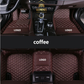 Coffee Brown Car Mats/Floor mats for Honda, BMW, Ford, VOLVO, Nissan, Hyundai, Jeep aerial view with logos