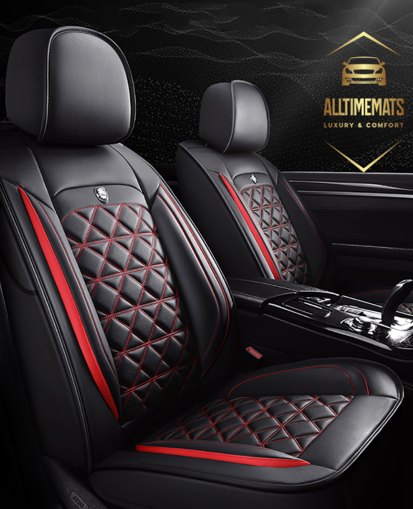 black red leather car seat covers for honda, hyundai, nissan, ford, toyota, chevy, jeep, dodge right side view