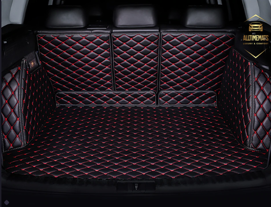 Black/Red Cargo Trunk mat/liner, partial for Honda, BMW, Ford, VOLVO, Nissan, Hyundai, Jeep aerial view
