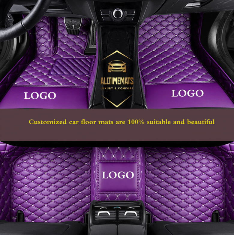 Purple Car Mats/Floor mats for Honda, BMW, Ford, VOLVO, Nissan, Hyundai, Jeep aerial view with logos