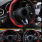 leather scarlet red steering wheel cover ford toyota honda nissan chevy hyundai jeep dodge bmw triple view