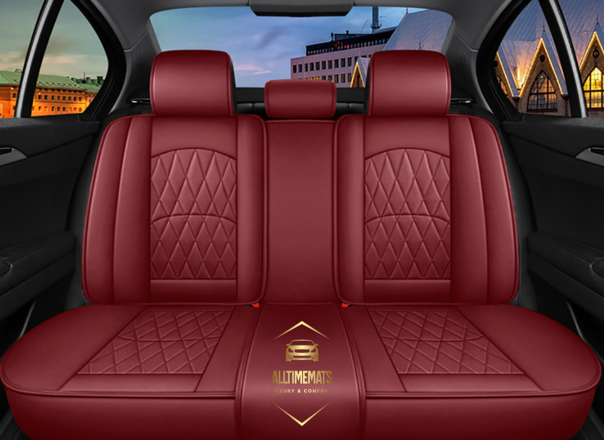 Wine Red leather car seat covers for honda, hyundai, nissan, ford, toyota, chevy, jeep, dodge back row