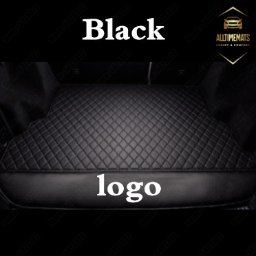 Black Cargo Trunk mat/liner, partial for Honda, BMW, Ford, VOLVO, Nissan, Hyundai, Jeep aerial view with a logo