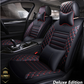 Deluge black/red leather car seat covers for honda, hyundai, nissan, ford, toyota, chevy, jeep, dodge front row with cushions