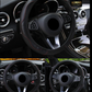 leather carbon black/red steering wheel cover ford toyota honda nissan chevy hyundai jeep dodge bmw