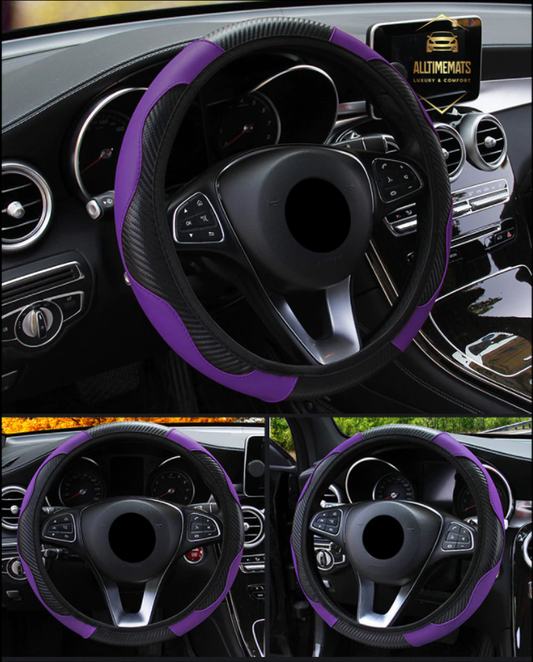 leather carbon violet steering wheel cover ford toyota honda nissan chevy hyundai jeep dodge bmw