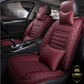 Deluge wine red leather car seat covers for honda, hyundai, nissan, ford, toyota, chevy, jeep, dodge front row with cushions