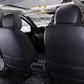 Solid black leather car seat covers for honda, hyundai, nissan, ford, toyota, chevy, jeep, dodge front row back view