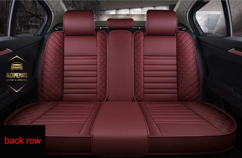 Deluge wine red leather car seat covers for honda, hyundai, nissan, ford, toyota, chevy, jeep, dodge back row