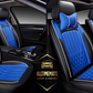 Black/Blue leather car seat covers for honda, hyundai, nissan, ford, toyota, chevy, jeep, dodge front row with and without cushions