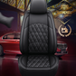 Supreme black leather car seat covers for honda, hyundai, nissan, ford, toyota, chevy, jeep, dodge front row 1 seat