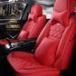 Scarlet Red leather car seat covers for honda, hyundai, nissan, ford, toyota, chevy, jeep, dodge front row with cushions
