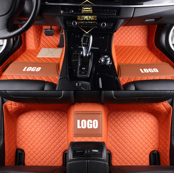 Orange Car Mats/Floor Mats. For Ford, Honda, BMW, Jeep, Toyota, Hyundai aerial with logos