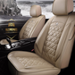 Cream leather car seat covers for honda, hyundai, nissan, ford, toyota, chevy, jeep, dodge front row without cushions