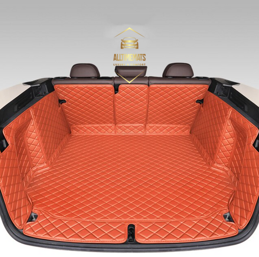 Orange Full Cargo Trunk mat/liner for Honda, BMW, Ford, VOLVO, Nissan, Hyundai, Jeep. aerial view