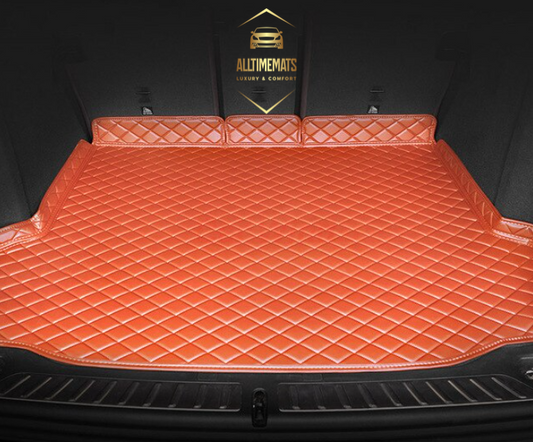 Orange Partial Cargo Trunk mat/liner for Honda, BMW, Ford, VOLVO, Nissan, Hyundai, Jeep. aerial view