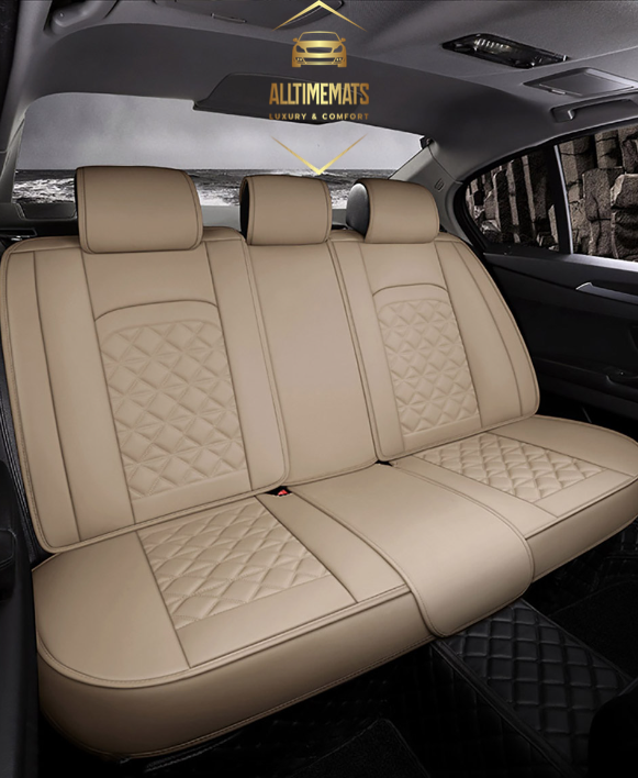 Cream leather car seat covers for honda, hyundai, nissan, ford, toyota, chevy, jeep, dodge back row