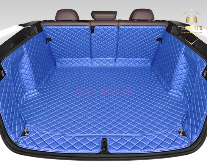 Sky Blue Full Cargo Trunk mat/liner for Honda, BMW, Ford, VOLVO, Nissan, Hyundai, Jeep. close up view