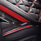 black red leather car seat covers for honda, hyundai, nissan, ford, toyota, chevy, jeep, dodge horizontal view