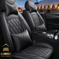 Supreme black leather car seat covers for honda, hyundai, nissan, ford, toyota, chevy, jeep, dodge front row with cushions