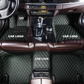Black/Green Car Mats/Floor mats for Honda, BMW, Ford, VOLVO, Nissan, Hyundai, Jeep aerial view with logos