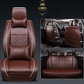 Luxury Coffee leather car seat covers for honda, hyundai, nissan, ford, toyota, chevy, jeep, dodge front row with cushions full view