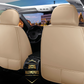 Supreme cream leather car seat covers for honda, hyundai, nissan, ford, toyota, chevy, jeep, dodge front row back view