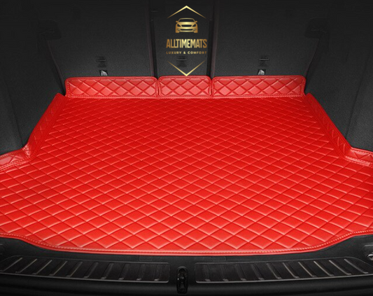 Scarlet Red Partial Cargo Trunk mat/liner, partial for Honda, BMW, Ford, VOLVO, Nissan, Hyundai, Jeep aerial view