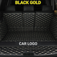 Black Gold Full Cargo Trunk mat/liner, partial for Honda, BMW, Ford, VOLVO, Nissan, Hyundai, Jeep aerial view with a logo