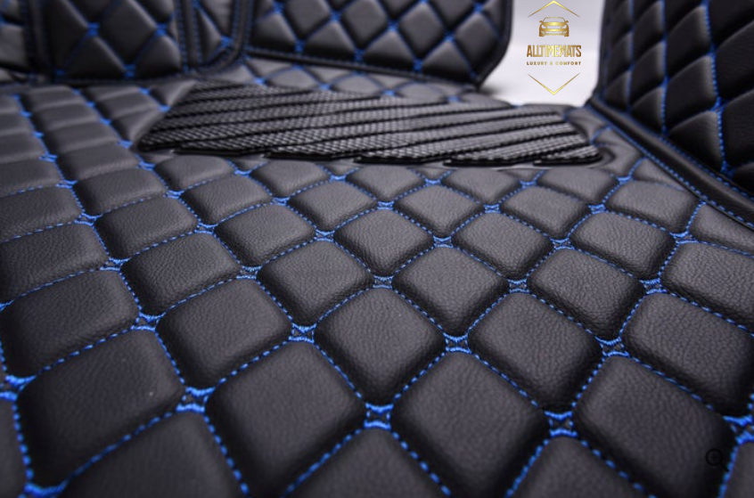 Black/Blue Car Mats/Floor mats for Honda, BMW, Ford, VOLVO, Nissan, Hyundai, Jeep close up view