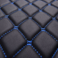 Black/Blue Partial Cargo Trunk mat/liner, partial for Honda, BMW, Ford, VOLVO, Nissan, Hyundai, Jeep close up view