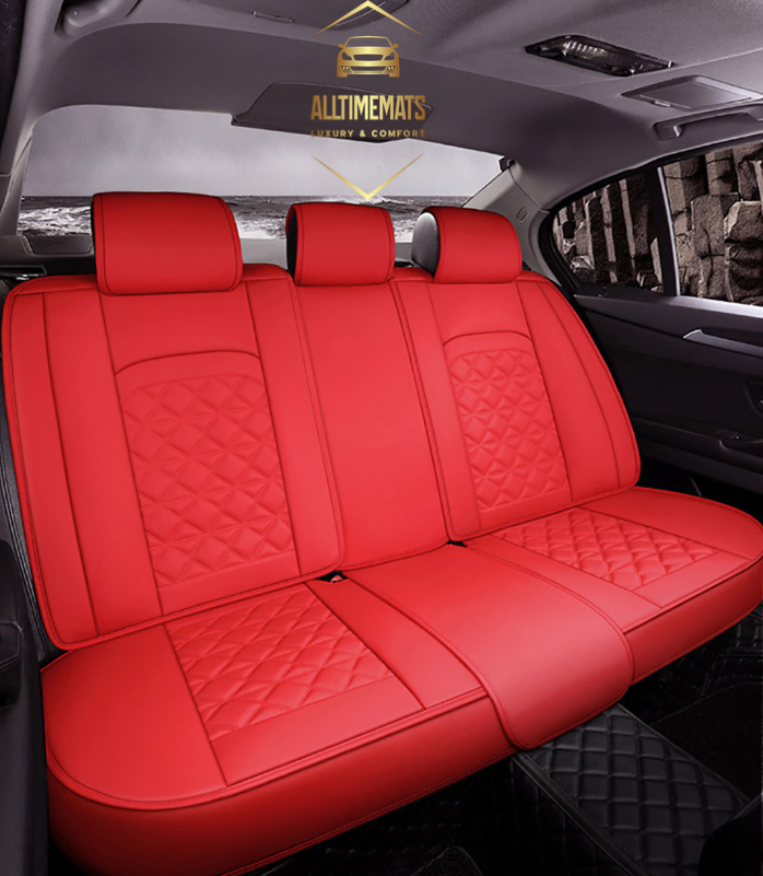 Scarlet Red leather car seat covers for honda, hyundai, nissan, ford, toyota, chevy, jeep, dodge back row