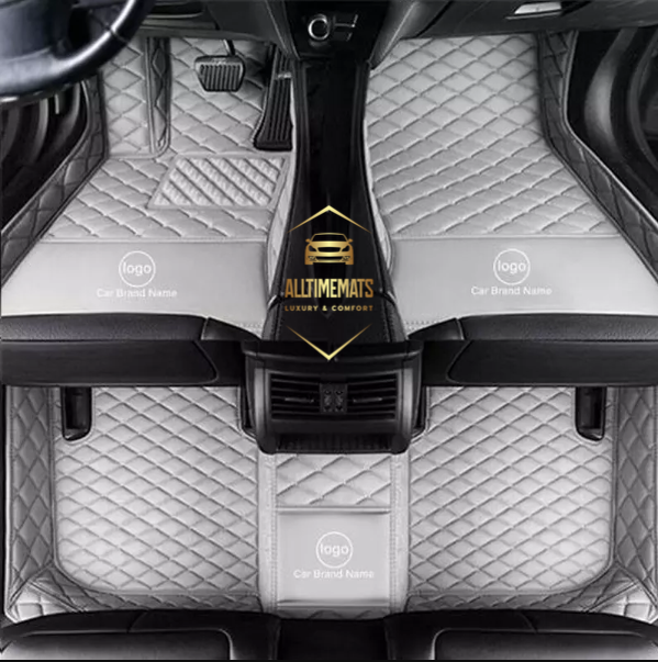 Grey Car Mats/Floor mats for Honda, BMW, Ford, VOLVO, Nissan, Hyundai, Jeep aerial view with logos