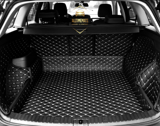 Black/white Full Cargo Trunk mat/liner, partial for Honda, BMW, Ford, VOLVO, Nissan, Hyundai, Jeep aerial view