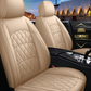 Supreme cream leather car seat covers for honda, hyundai, nissan, ford, toyota, chevy, jeep, dodge front row without cushions