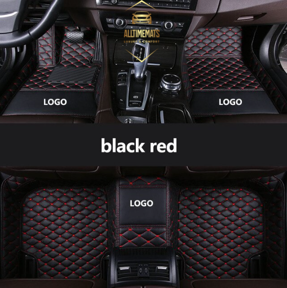 Black/Red Car Mats/Floor mats for Honda, BMW, Ford, VOLVO, Nissan aerial view with logos