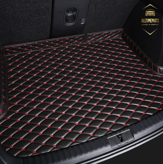 Black/Red Cargo Trunk mat/liner, partial for Honda, BMW, Ford, VOLVO, Nissan, Hyundai, Jeep aerial view partial
