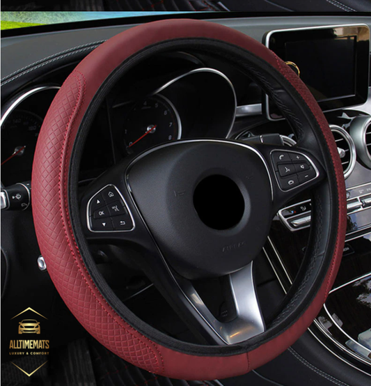 leather Wine Red steering wheel cover ford toyota honda nissan chevy hyundai jeep dodge bmw