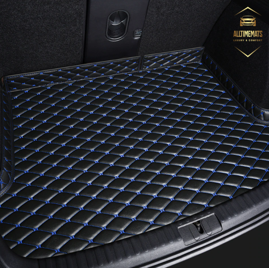 Black/Blue Partial Cargo Trunk mat/liner, partial for Honda, BMW, Ford, VOLVO, Nissan, Hyundai, Jeep aerial view