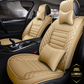 Deluge Cream leather car seat covers for honda, hyundai, nissan, ford, toyota, chevy, jeep, dodge front row with cushions