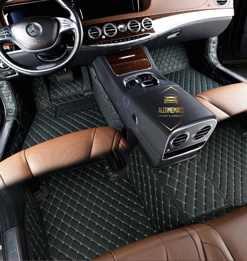 Black/Green Car Mats/Floor mats for Honda, BMW, Ford, VOLVO, Nissan, Hyundai, Jeep aerial view #2