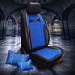 Black/Blue leather car seat covers for honda, hyundai, nissan, ford, toyota, chevy, jeep, dodge front row with cushions 1 seat