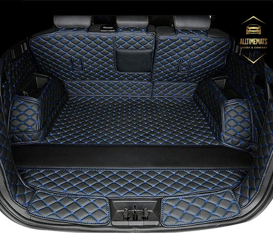 Black/Blue Full Cargo Trunk mat/liner, partial for Honda, BMW, Ford, VOLVO, Nissan, Hyundai, Jeep aerial view